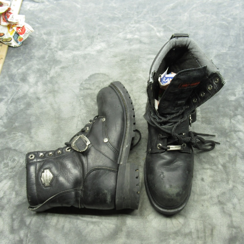 Harley‎ Davidson Riding Boots Mens 7.5 Black Leather Moto Safety Toe Waterproof